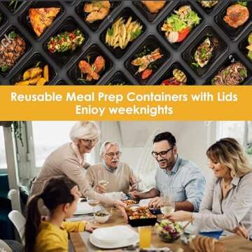 Meal Prep Containers, 28oz 15 Pack Extra-thick Food Storage Containers with Lids, Reusable Plastic Bento Lunch Box, Disposable Bento Box, BPA Free, Stackable, Microwave/Dishwasher/Freezer Safe…