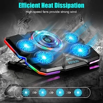 Quiet Laptop Cooling Pad with RGB Lights and Adjustable Height