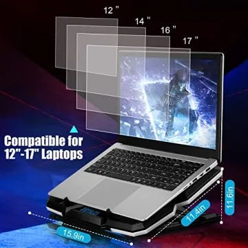 Quiet Laptop Cooling Pad with RGB Lights and Adjustable Height