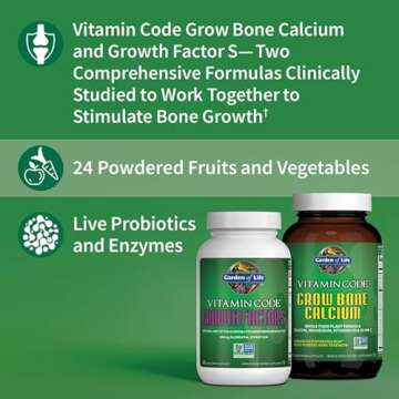 Garden of Life Calcium Supplement - Vitamin Code Grow Bone Made with Whole Foods, Strontium, Magnesi...