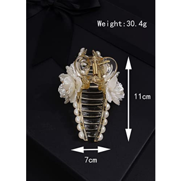 Rumtock Pearl Flower Hair Claw Clip Aesthetic Big Jaw Clips Nonslip Strong Hold for Women and Girls Thin Thick Curly Hair