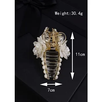 Rumtock Pearl Flower Hair Claw Clip Aesthetic Big Jaw Clips Nonslip Strong Hold for Women and Girls Thin Thick Curly Hair