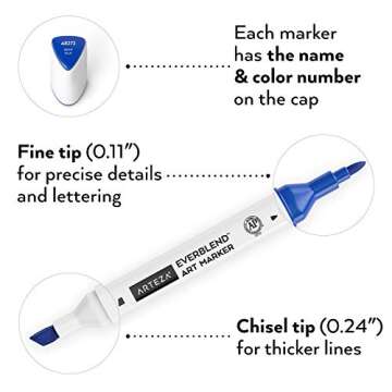 ARTEZA 60-Color Alcohol Markers - Dual Tip Art Supplies