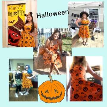 Topdress Women's Vintage Polka Audrey Dress 1950s Halter Retro Cocktail Dress Pumpkin L