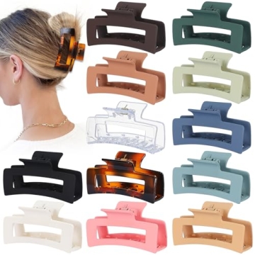 Sisiaipu 3.5 Inch Medium Hair Clips - 12 Color Set