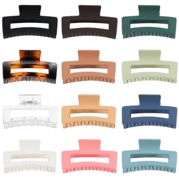 Sisiaipu 3.5 Inch Medium Hair Clips - 12 Color Set