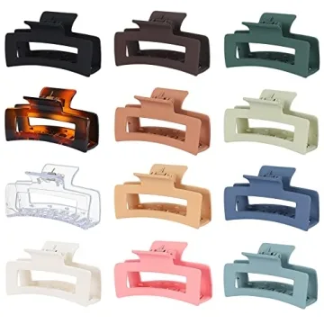 Sisiaipu 3.5 Inch Medium Hair Clips - 12 Color Set