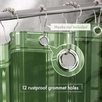 AmazerBath 72x72 Pine Green Waterproof Shower Curtain Liner