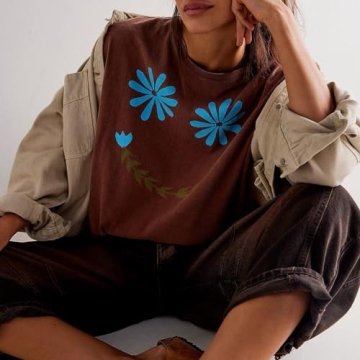 Oversized Graphic T-shirts Women Aesthetic Loose Fit Tops