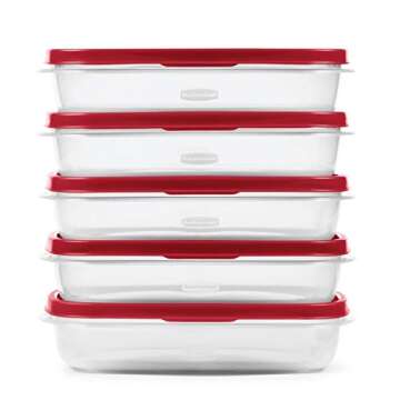 Rubbermaid EasyFindLids Meal Prep Containers, 5.5 Cup, Red