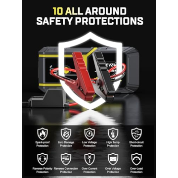 S ZEVZO H021 Car Jump Starter, Peak 5000A Jump Starter Battery Pack for Up to 10.0L Gas and 8.0L Diesel Engines, 12V Portable Jump Box with LCD Display, 3 Modes Flashlight and Protective Carrying Case