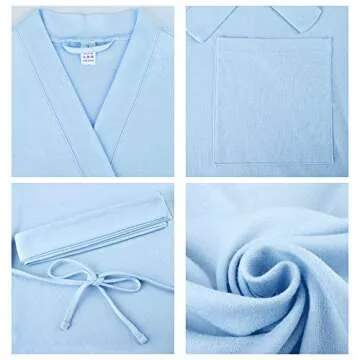 U2SKIIN Womens Robes, 100% Cotton Lightweight Robes 3/4 Sleeves Kimono Knit Soft Loungewear Short Bathrobe(Sky Blue,M)