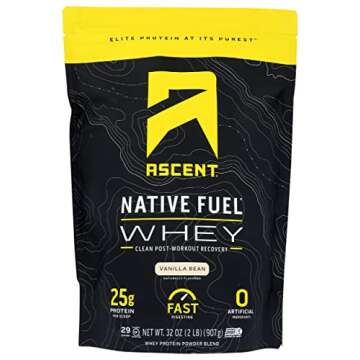 Ascent Vanilla Bean Whey Protein - 25g Protein Per Scoop