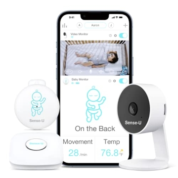 Sense-U Smart Baby Monitor 3 Long Range+Camera(FSA/HSA Approved) - Tracks Abdominal Movement, Rollov...