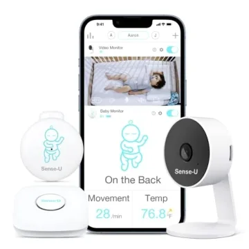 Sense-U Smart Baby Monitor 3 Long Range+Camera(FSA/HSA Approved) - Tracks Abdominal Movement, Rollov...