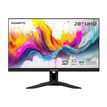 GIGABYTE M28U 28" 144Hz Gaming Monitor, 3840 x 2160 SS IPS Display, 1ms (GTG) Response Time, 94% DCI...
