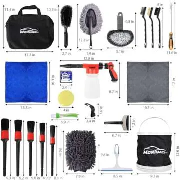 MorTime 54Pcs Car Wash Kit with Foam Gun, Wash Mitt Sponge Towels Long Pole Window Water Scraper Tir...