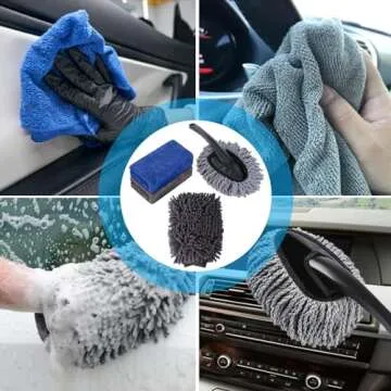 MorTime 54Pcs Car Wash Kit with Foam Gun, Wash Mitt Sponge Towels Long Pole Window Water Scraper Tire Brush Detailing Brushes Car Cleaning Kit