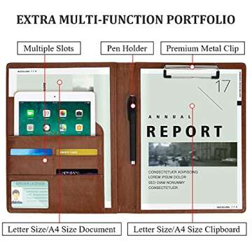 Leather Mens Messenger Bag Vintage 15.6 Inch Leather Laptop Briefcase Satchel Shoulder Bag with Leather Padfolio