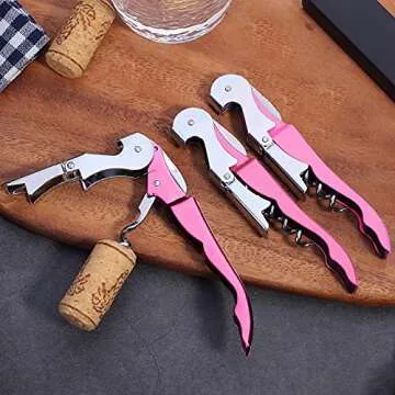 3 Packs Drincarier Pink Wine Key - Professional Waiter Corkscrews for Wine Lovers