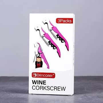 3 Packs Drincarier Pink Wine Key for Effortless Cork Opening