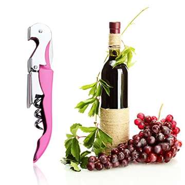 3 Packs Drincarier Pink Wine Key, Professional Waiter Corkscrews, Corkscrews for wine bottles, Wine Key for Servers,Classic Wine openers, Bottle Opener…
