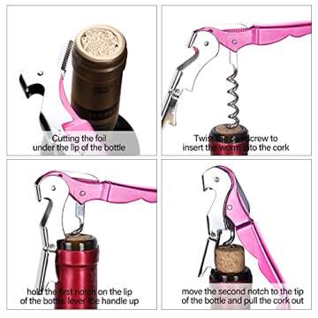 3 Packs Drincarier Pink Wine Key, Professional Waiter Corkscrews, Corkscrews for wine bottles, Wine Key for Servers,Classic Wine openers, Bottle Opener…