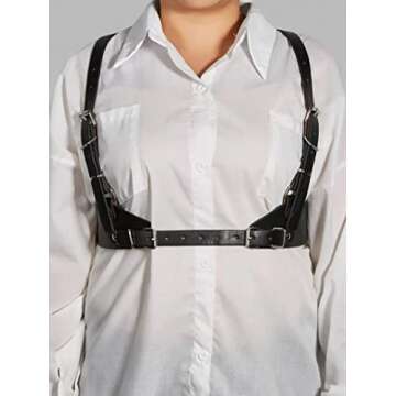 Punk Belly Waist Body Chain - Black Leather Goth Belt for Women