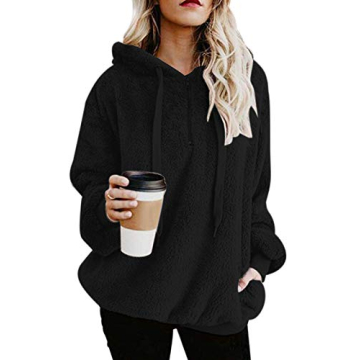 Century Star Womens Fuzzy Hoodies Pullover Cozy Oversized Pockets Hooded Sweatshirt Athletic Fleece ...