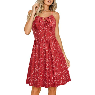 ULTRANICE Women's Sleeveless Summer Casual Fashion Spaghetti Straps Skater Dress with Pockets (Flora...