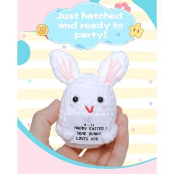 Handmade Easter Basket Stuffer Crochet Easter Bunny Hatching Eggs Positive Easter Chick Bunny Decor