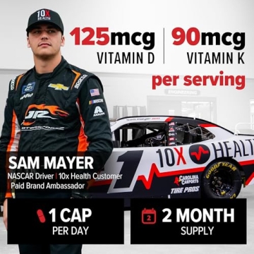 10X Health Vitamin D3 K2 Boosts Bone and Heart Health