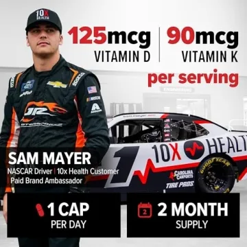 10X Health Vitamin D3 K2 Boosts Bone and Heart Health