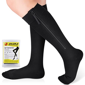 Ailaka Zipper Compression Socks Medical 15-20 mmHg for Men Women