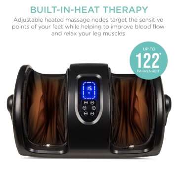 Best Choice Products Heated Shiatsu Foot Massager for Pain Relief, Plantar Fasciitis, Neuropathy, Blood Circulation w/Compact Design - Satin Black