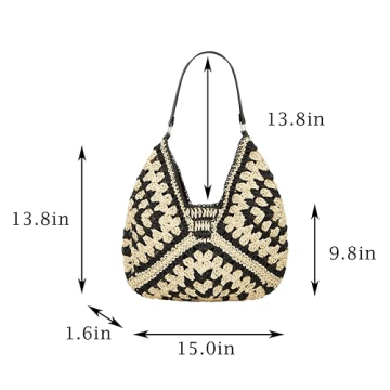 Straw Hobo Bags for Women Vintage Shoulder Bag Everything Tote Bag Designer Beach Bag Holiday Work Everyday Summer