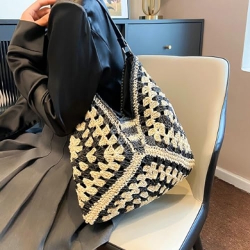 Straw Hobo Bags for Women Vintage Shoulder Bag Everything Tote Bag Designer Beach Bag Holiday Work Everyday Summer