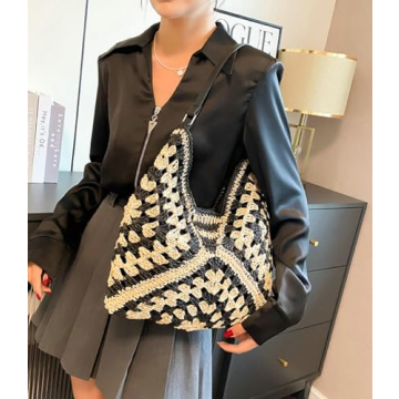 Straw Hobo Bags for Women Vintage Shoulder Bag Everything Tote Bag Designer Beach Bag Holiday Work Everyday Summer