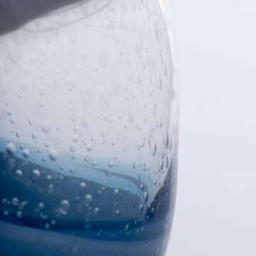 Blue Hand Blown Swirl Glass Bulb Vase for Home