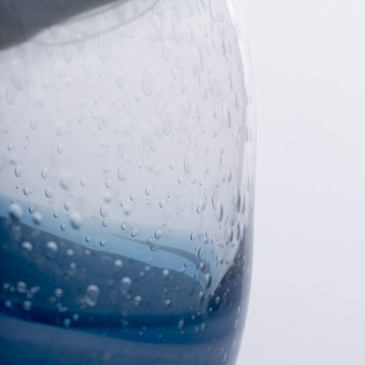 Blue Hand Blown Swirl Glass Bulb Vase for Home