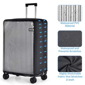 OSCAURT Luggage Cover: Transparent Travel Protector for 20 inch Suitcases