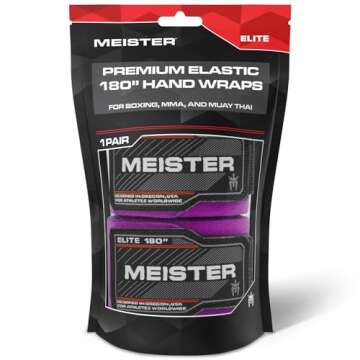 Meister Elite 180" Premium Adult Hand Wraps for MMA & Boxing (Pair) - Royal Purple
