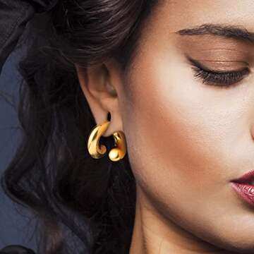 LADEMAYH 0 gauge earrings Ear Weights for Stretched Ears, Gold Size 0 Gauge Earrings Dangle Gauges f...