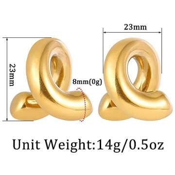 LADEMAYH 0 gauge earrings Ear Weights for Stretched Ears, Gold Size 0 Gauge Earrings Dangle Gauges for Ears, Surgical Steel Ear Hangers Weighted Gauges Body Jewelry