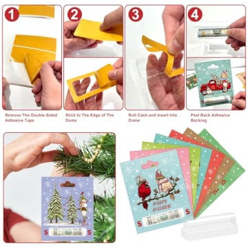 Anvianthor Christmas Money Holders for Cash - 8 Pack Money Holder for Cash Gift, Unique Christmas Card Holder, Money Gift Ideas, Christmas Ornaments, Ideal for Indoor Christmas Tree Decorations