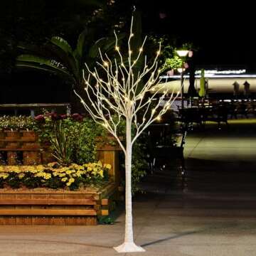 LIGHTSHARE 6 Feet Birch Tree, 72 LED Lights, Warm White, for Home, Festival, Party, and Christmas Decoration, Indoor and Outdoor Use