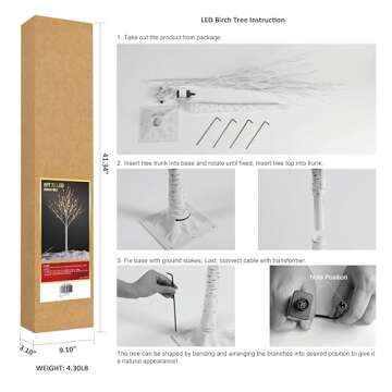 LIGHTSHARE 6 Feet Birch Tree, 72 LED Lights, Warm White, for Home, Festival, Party, and Christmas Decoration, Indoor and Outdoor Use