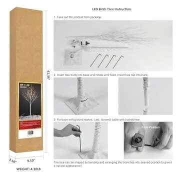LIGHTSHARE 6FT Birch Tree with 72 LED Lights