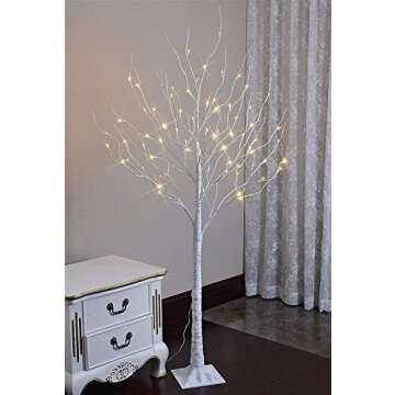 LIGHTSHARE 6 Feet Birch Tree, 72 LED Lights, Warm White, for Home, Festival, Party, and Christmas Decoration, Indoor and Outdoor Use
