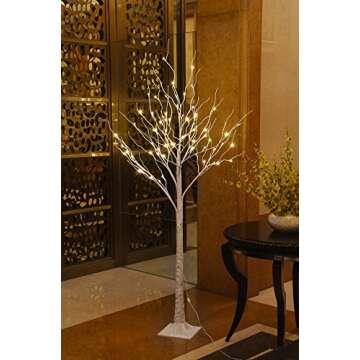 LIGHTSHARE 6 Feet Birch Tree, 72 LED Lights, Warm White, for Home, Festival, Party, and Christmas Decoration, Indoor and Outdoor Use